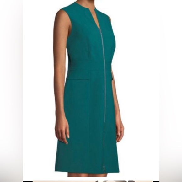Lafayette 148 New York Wool sleeveless lined deep green dress Women’s size 12 - Picture 1 of 10
